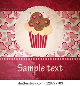 Card with a cupcake. vector illustration
