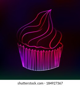 Card with cupcake. Vector illustration.