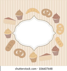 Card with cupcakes and other sweet food