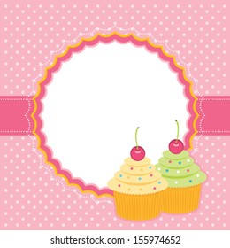 Card with cupcakes. Vector illustration