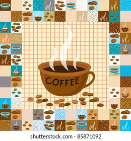 Card with cups and coffee
