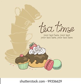 card with cups and sweets