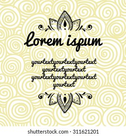 Card with curled background and leafs
