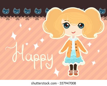 Card with cute anime girl