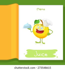 card with cute apple character
