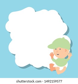 card with cute baby boy avatar character