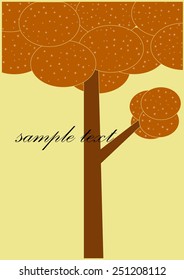 A card with a cute brown tree circle. Polka dots on the leaves and stems.