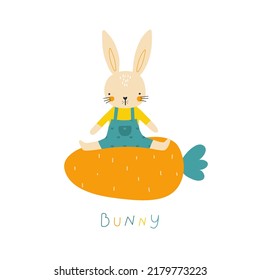 Card with cute bunny. Vector illustrations