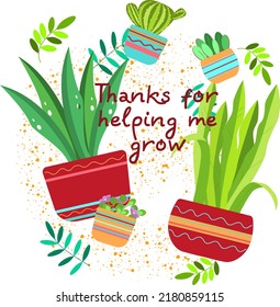 Card with cute cactus. Vector art