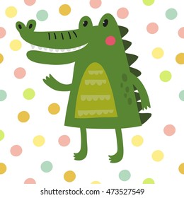 Card with cute cartoon crocodile