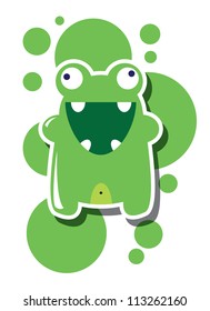 Card with cute colorful monsters, vector