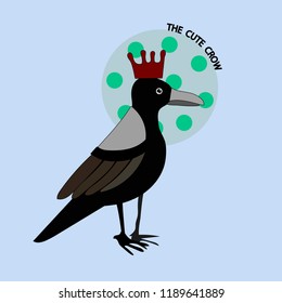 Card with cute crow. Baby animal character. Can be used  print for t-shirts, home decor, posters, cards.
