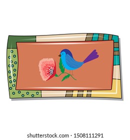 Card with a cute decorative animal in the original frame. Children's card for holidays, birthdays, sticker, ceramic tile template