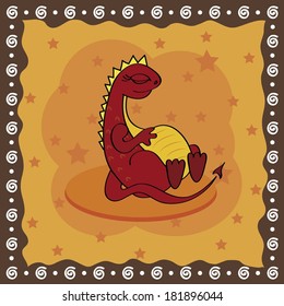 card with cute dragon