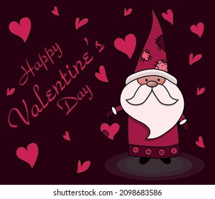  card of cute gnome  flat design, scandinavian style

