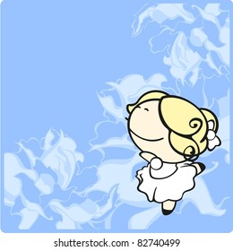 Card with a cute little dancing ballerina