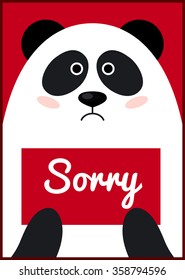 Card With Cute Panda Holding 