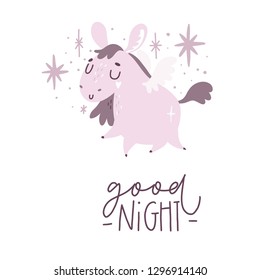 Card with cute pegasus and lettering. Baby shower poster. Printable art perfect for invitations, cards, posters etc.