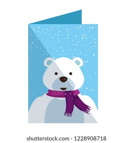 card with cute polar bear christmas