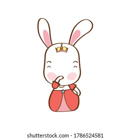 conejo de princesa adorable tarjeta. ilustrador vectorial