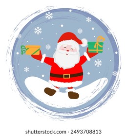 Card with cute Santa Claus. Colorful design for social media communication, networking, website badges, greeting cards, posters and more.