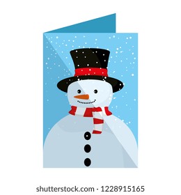 card with cute snowman christmas character