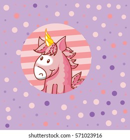 Card with a cute unicorn rainbow in the clouds.