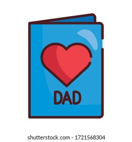 card with dad mustache and heart line and fill style icon vector illustration