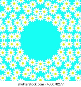 card with daisies on a turquoise background with space for signatures