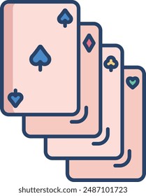 Card deck linear color illustration icon
