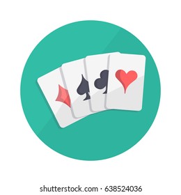Card deck with suits flat vector icon 
