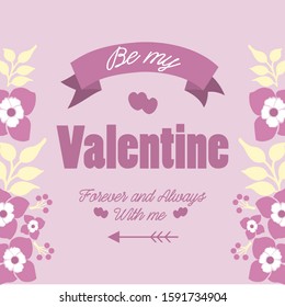 Card decor happy valentine beautiful with unique of pink and white wreath frame. Vector