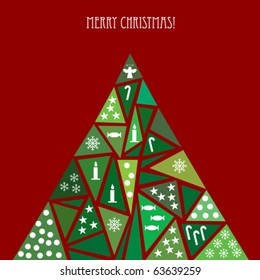 Card with decorated Christmas tree