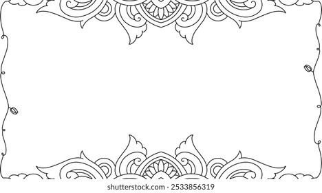 Card decoration with beautiful flower. Continuous one line art drawing style. Corner border. Minimalist black linear sketch isolated on white background. Vector illustration