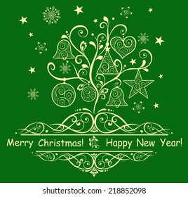 Card with decorative christmas tree