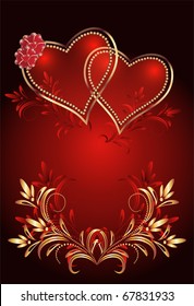 Card with decorative hearts