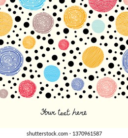 Card with decorative polka dot.