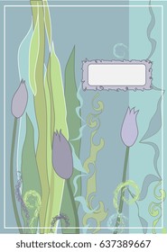 Card with decorative tulips. Vector illustration