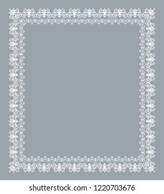 Card with delicate lace frame on a gray background