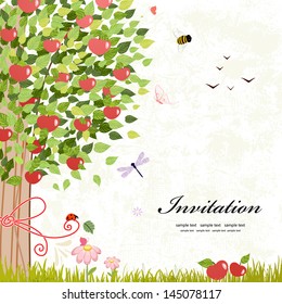 Kartendesign mit Apfelbaum