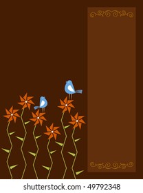 Card Design Artistic Flower, Bird