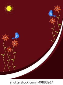 Card Design Artistic Flower, Bird