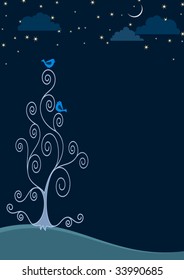 Card Design Artistic Tree, Bird