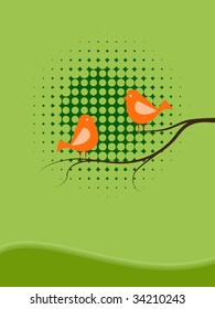 Card Design Artistic Tree, Bird