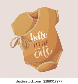 Card design with baby bodysuit. Handwritten text. Baby waiting, Newborn, Childbirth concept. Square Vector illustration for card, postcard, cover.