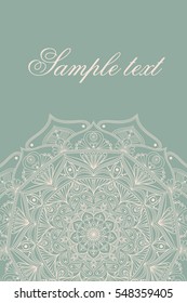 Card design. Beautiful vintage background with lace round ornament. Vector art