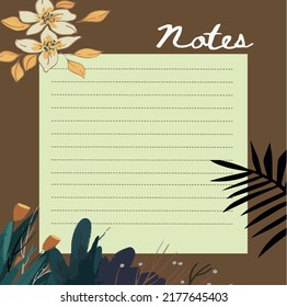 Card design. Bright tropical card. Memos, to do list template, letter template, background for letter paper, blank design
