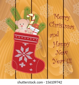 Card design with Christmas sock.