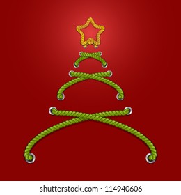 Card design. Christmas tree. Cord style.
