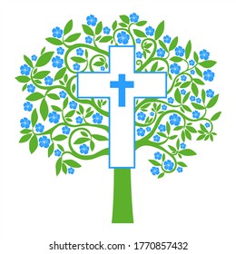 Card Design. Cross. Christian Symbol.  Baptism Card Design with Cross. Vector illustration